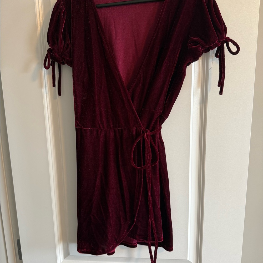 Blue Blush Burgundy Velvet Mini Dress